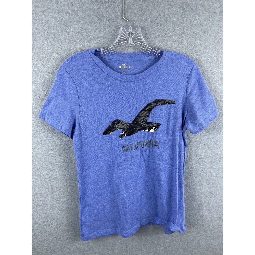 Hollister California Eagle Shirt Size M Blue Short Sleeve Tee Beach Summer